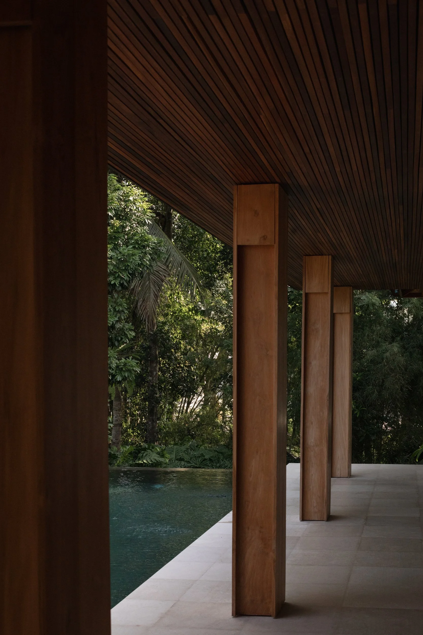Quiet interior details and custom timber joinery at Pejeng House